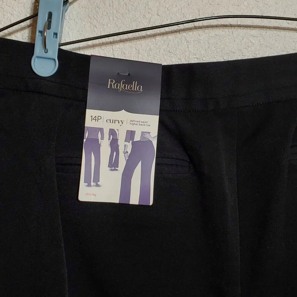Rafaella Womens Curvy fit Pants Slim Leg Defined Waist Size 14P Black NWT - Picture 6 of 11